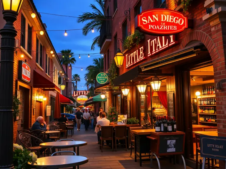 Wine bars along India Street in Little Italy, San Diego